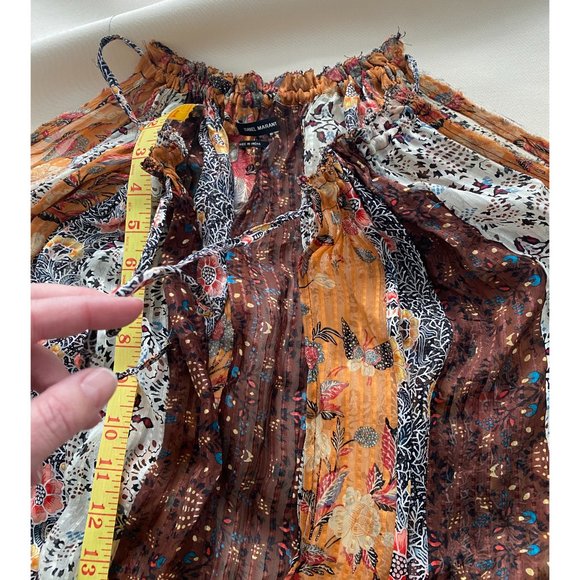 Isabel Marant Orange Printed Silk Patchwork Top, size 36 - Picture 14 of 16